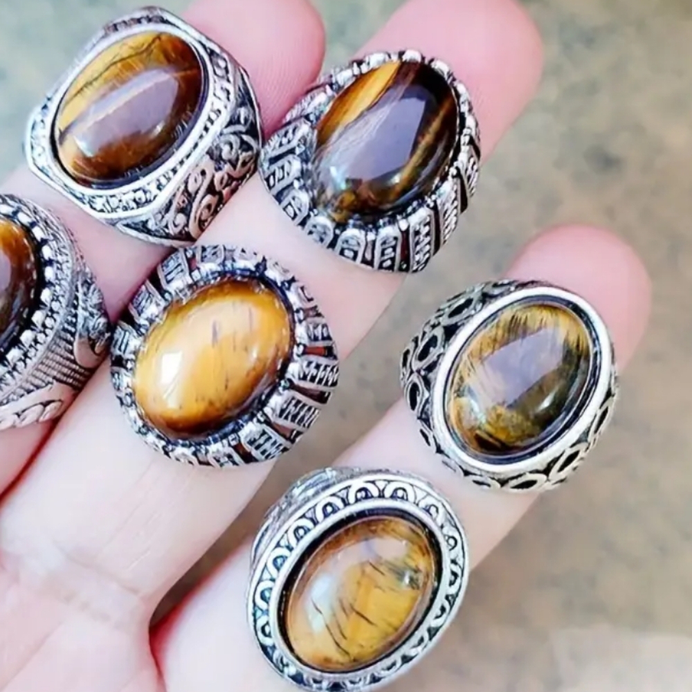 TIGERS EYE NATURAL STONE RING